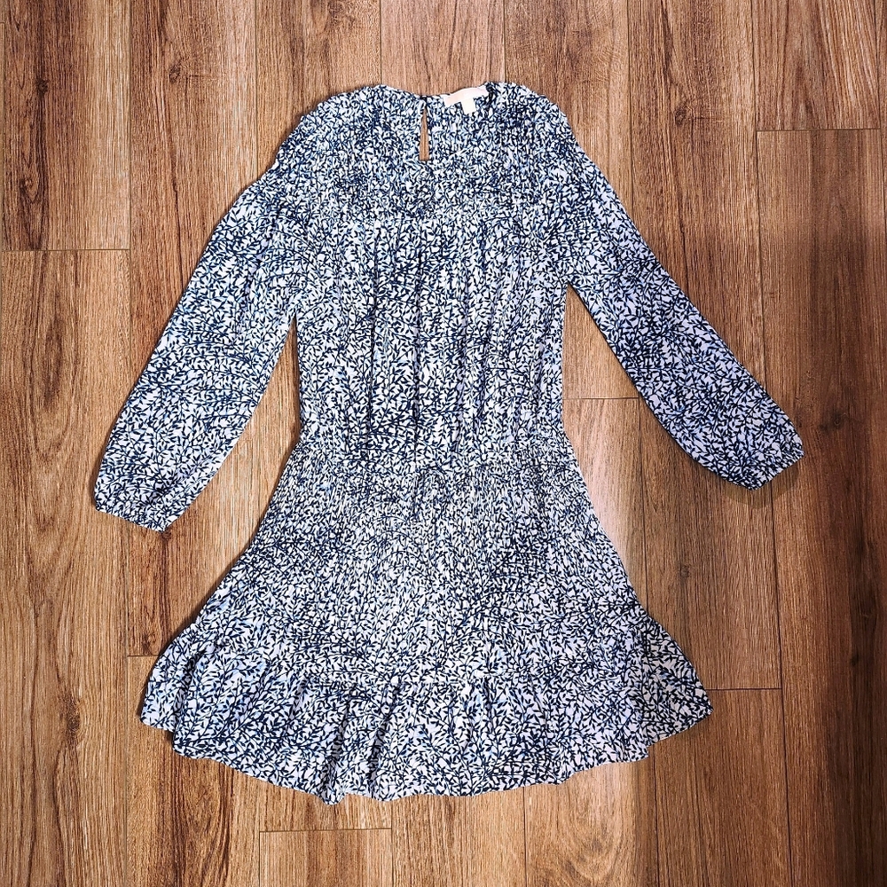 Michael Kors Super Soft Floral Front Tie Long Sleeve Dress